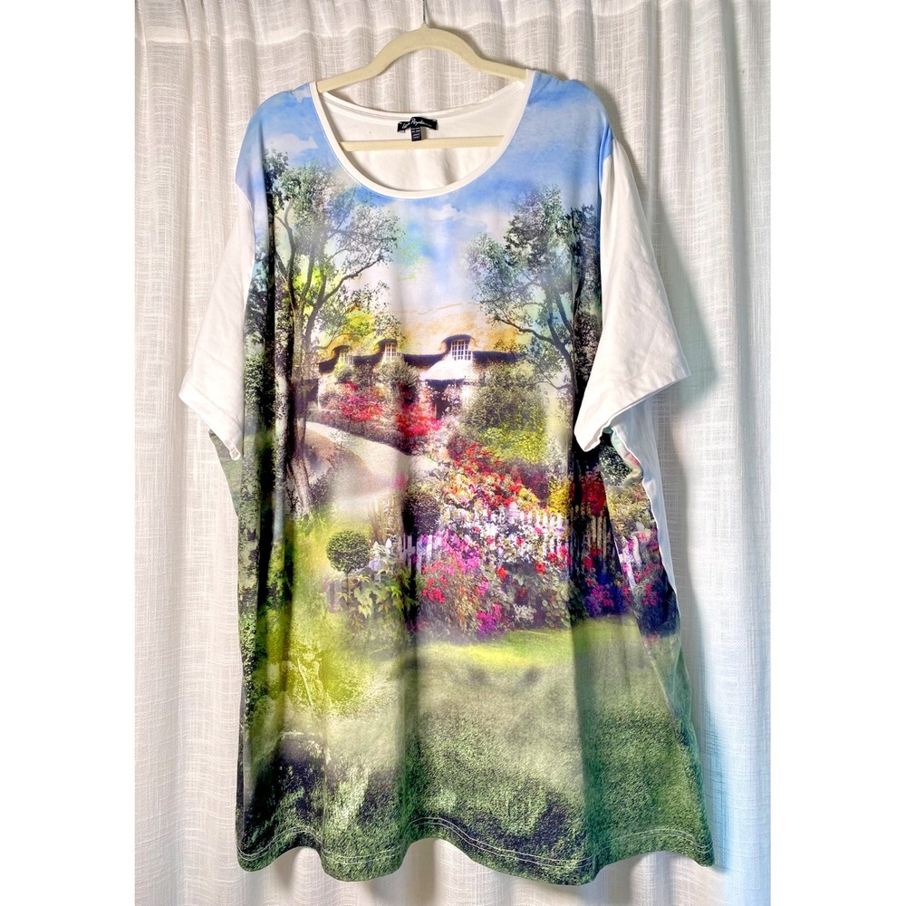 NEW Ulla Popken White Short Sleeve T Shirt, Cottagecore | Size 36/38 4XL 5XL